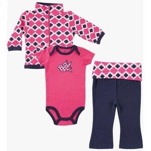 Yoga Sprout Bodysuit, Pants, and Track Jacket Set Size 18 Months